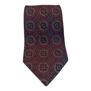 Nordstrom 57th St Collection Silk Necktie Mens Burgundy Medallion Geometric Tie